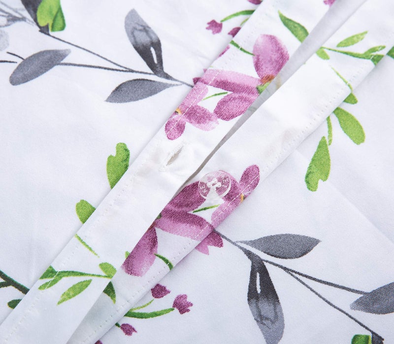 Eikei Windflower Bedding Bloomfield Floral Duvet Cover 3pc Set Cotton Botanical Nature Vines Branches Birds Butterflies Multicolored Flowers (Full/Queen, White) - Image 5